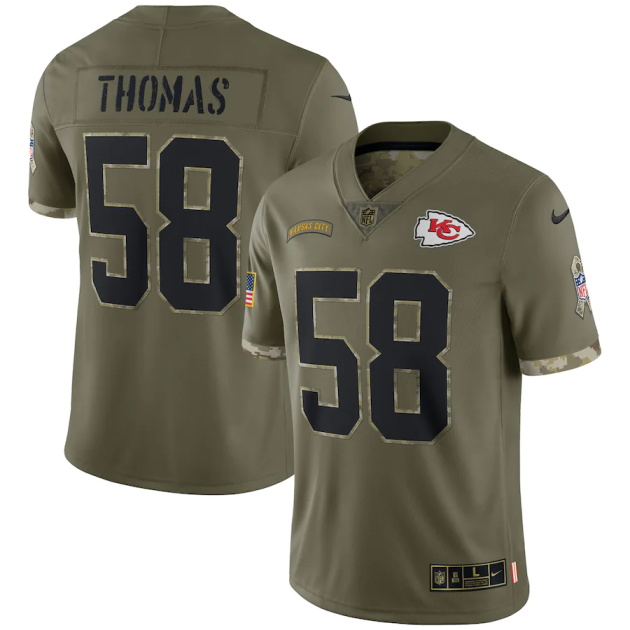 mens nike derrick thomas olive kansas city chiefs 2022 salute to service retired player limited jersey